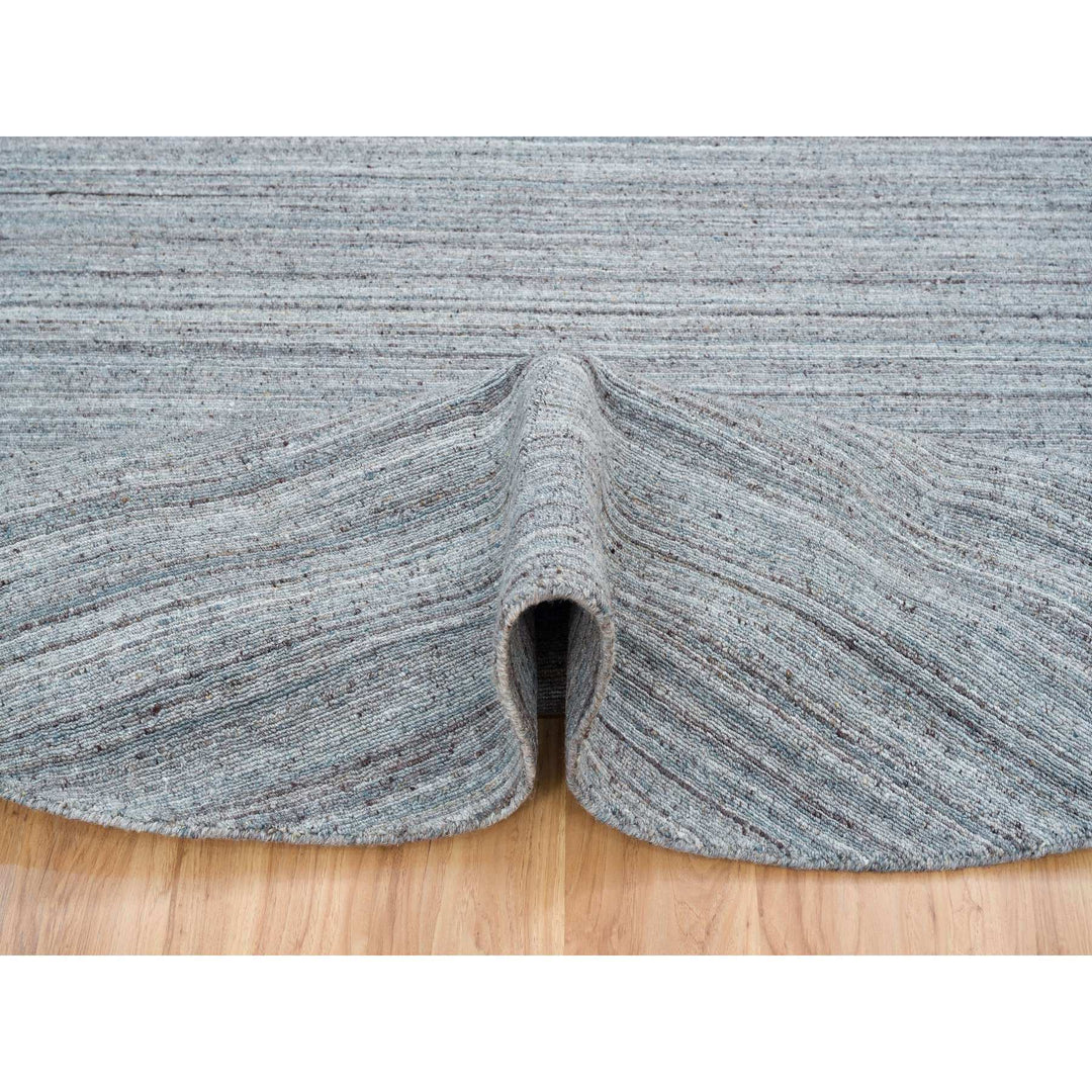 8'0" x 8'0" New Hand Loomed Grey Wool Round Oriental Rug - MOA10265552