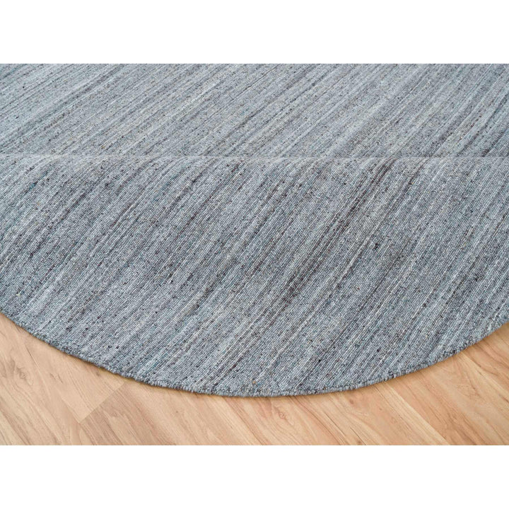 8'0" x 8'0" New Hand Loomed Grey Wool Round Oriental Rug - MOA10265552