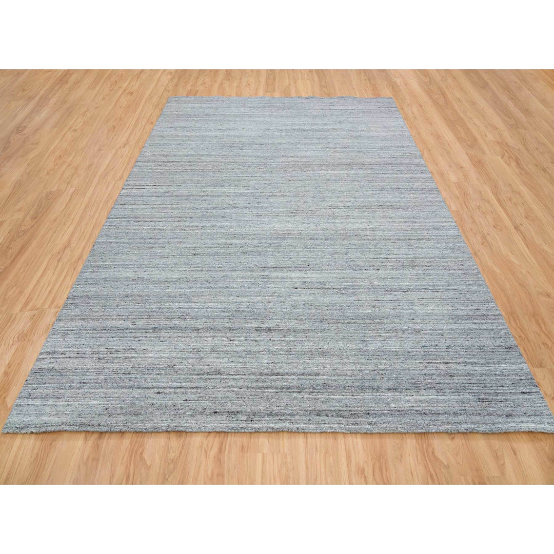 9'0" x 12'0" New Hand Loomed Grey Wool Rectangle Oriental Rug - MOA10265553