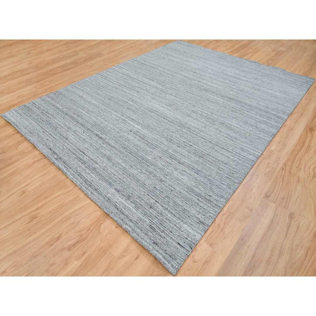 9'0" x 12'0" New Hand Loomed Grey Wool Rectangle Oriental Rug - MOA10265553