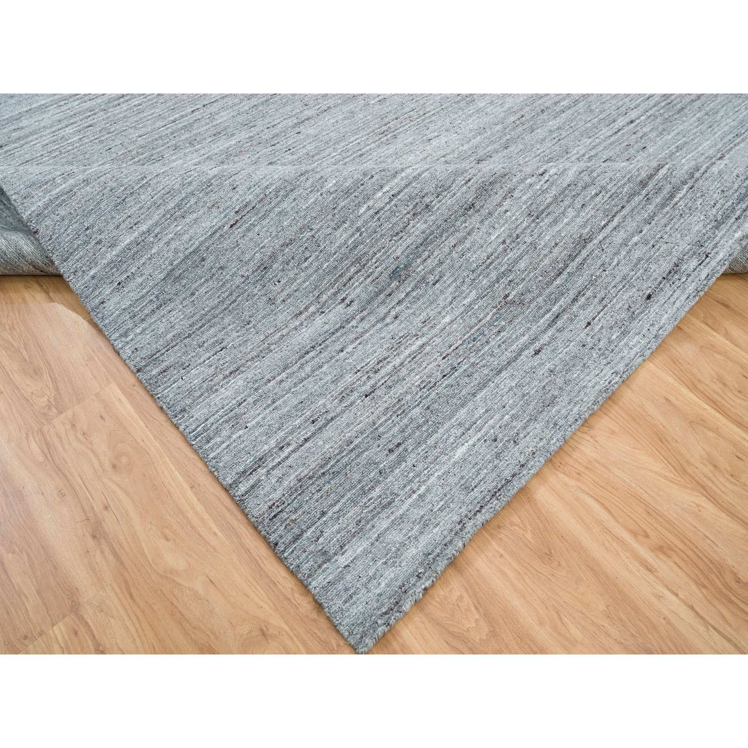 9'0" x 12'0" New Hand Loomed Grey Wool Rectangle Oriental Rug - MOA10265553