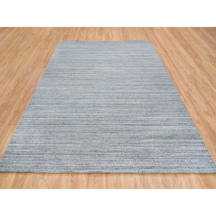 8'1" x 10'0" New Hand Loomed Grey Wool Rectangle Oriental Rug - MOA10265555