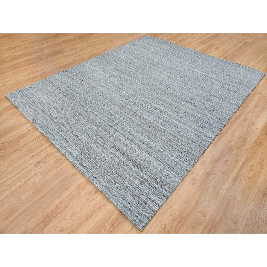 8'1" x 10'0" New Hand Loomed Grey Wool Rectangle Oriental Rug - MOA10265555