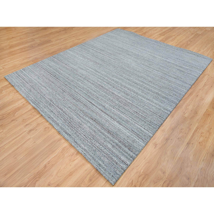 8'1" x 10'0" New Hand Loomed Grey Wool Rectangle Oriental Rug - MOA10265555