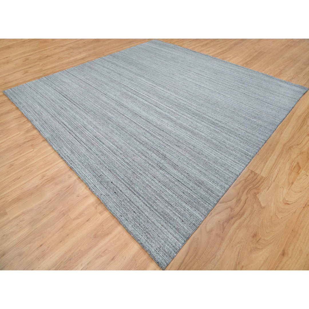 12'0" x 12'0" New Hand Loomed Grey Cotton Square Oriental Rug - MOA10265558