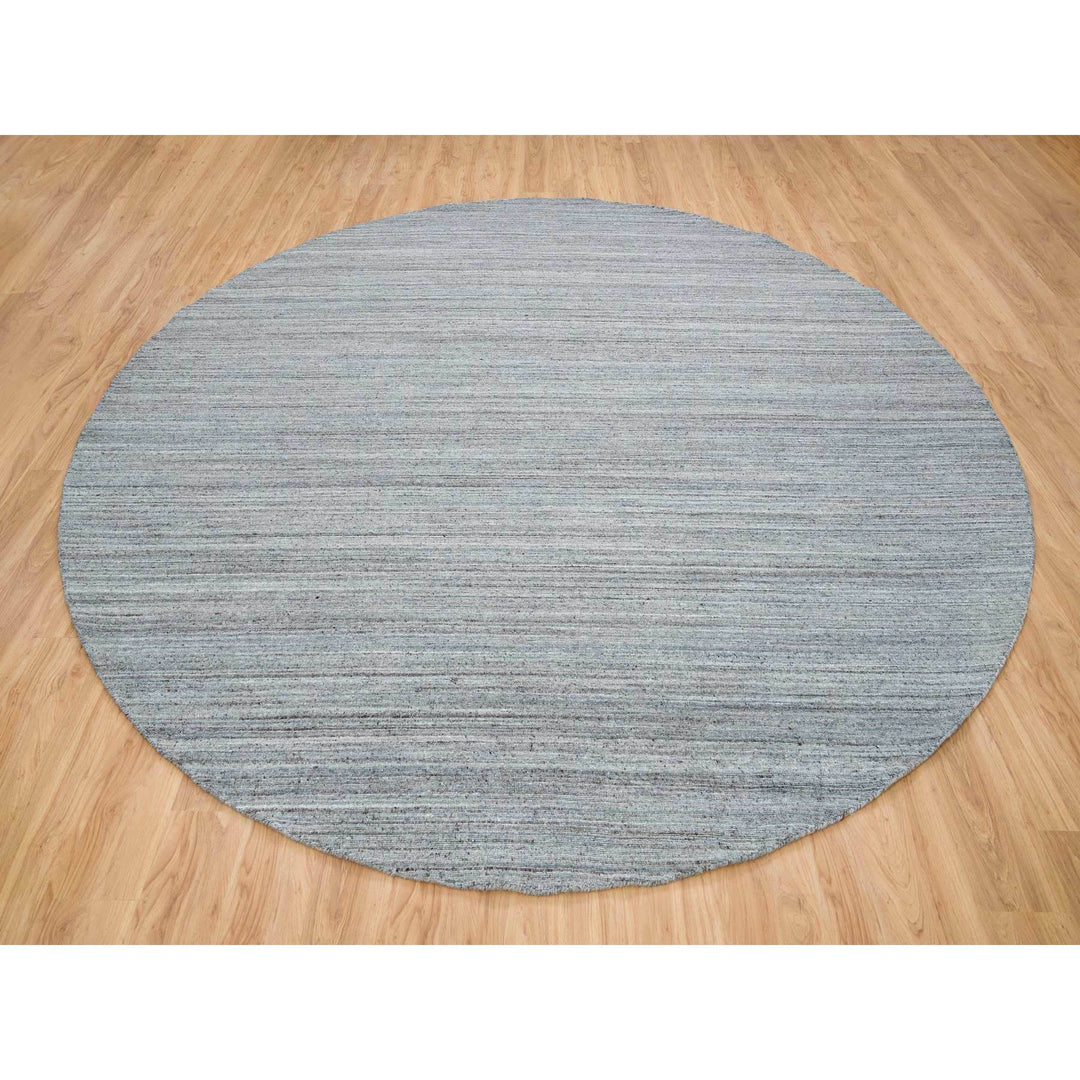 11'10" x 11'10" New Hand Loomed Grey Wool Round Oriental Rug - MOA10265559