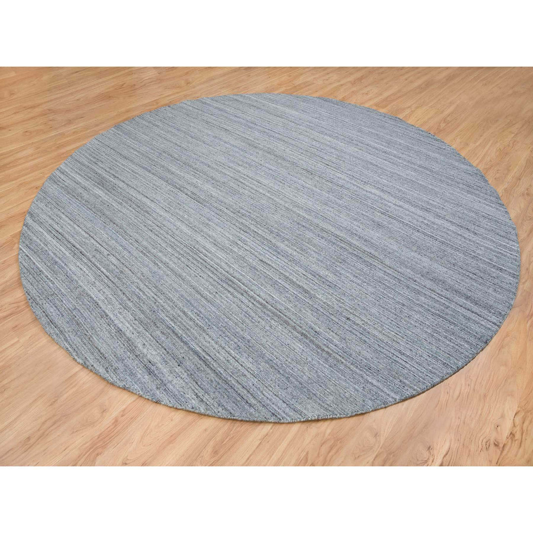 11'10" x 11'10" New Hand Loomed Grey Wool Round Oriental Rug - MOA10265559