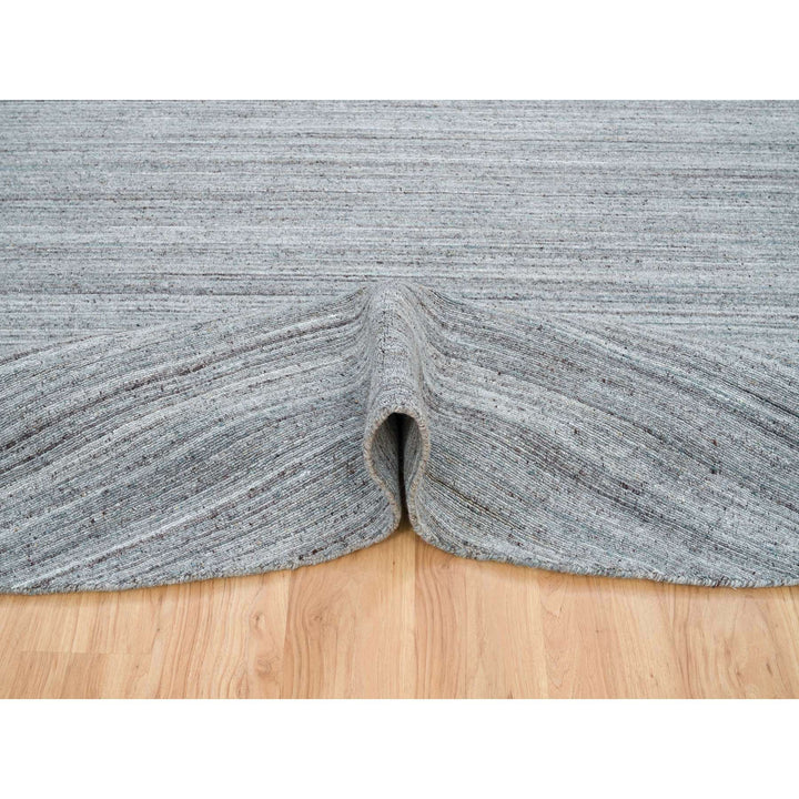 11'10" x 11'10" New Hand Loomed Grey Wool Round Oriental Rug - MOA10265559