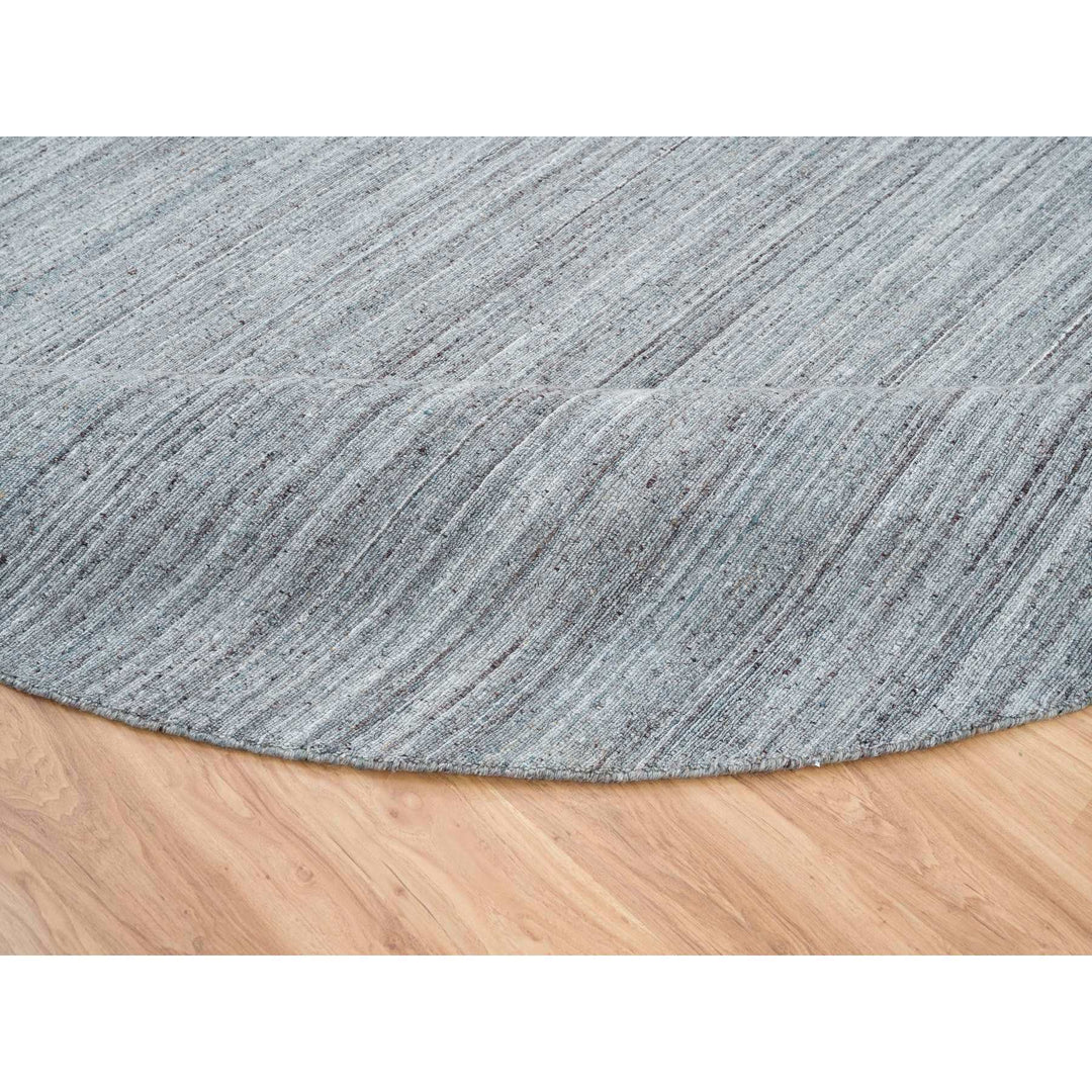 11'10" x 11'10" New Hand Loomed Grey Wool Round Oriental Rug - MOA10265559