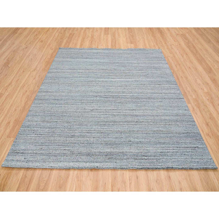 8'1" x 8'1" New Hand Loomed Grey Wool Square Oriental Rug - MOA10265561