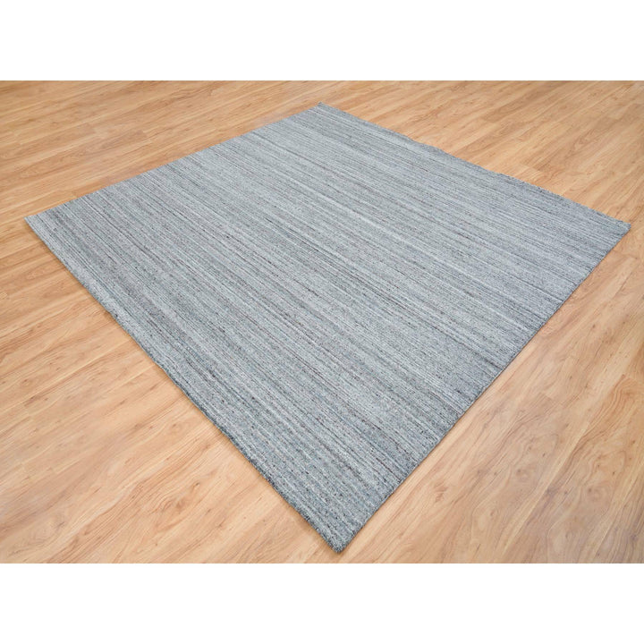 8'1" x 8'1" New Hand Loomed Grey Wool Square Oriental Rug - MOA10265561