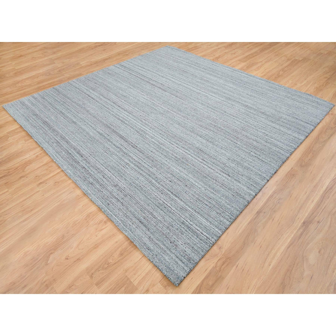 10'1" x 10'1" New Hand Loomed Grey Wool Square Oriental Rug - MOA10265562