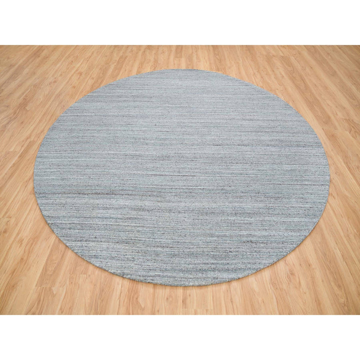 10'1" x 10'1" New Hand Loomed Grey Wool Round Oriental Rug - MOA10265563