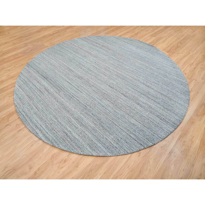 10'1" x 10'1" New Hand Loomed Grey Wool Round Oriental Rug - MOA10265563