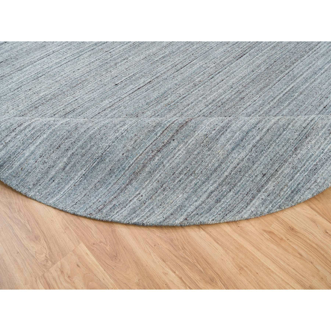 10'1" x 10'1" New Hand Loomed Grey Wool Round Oriental Rug - MOA10265563