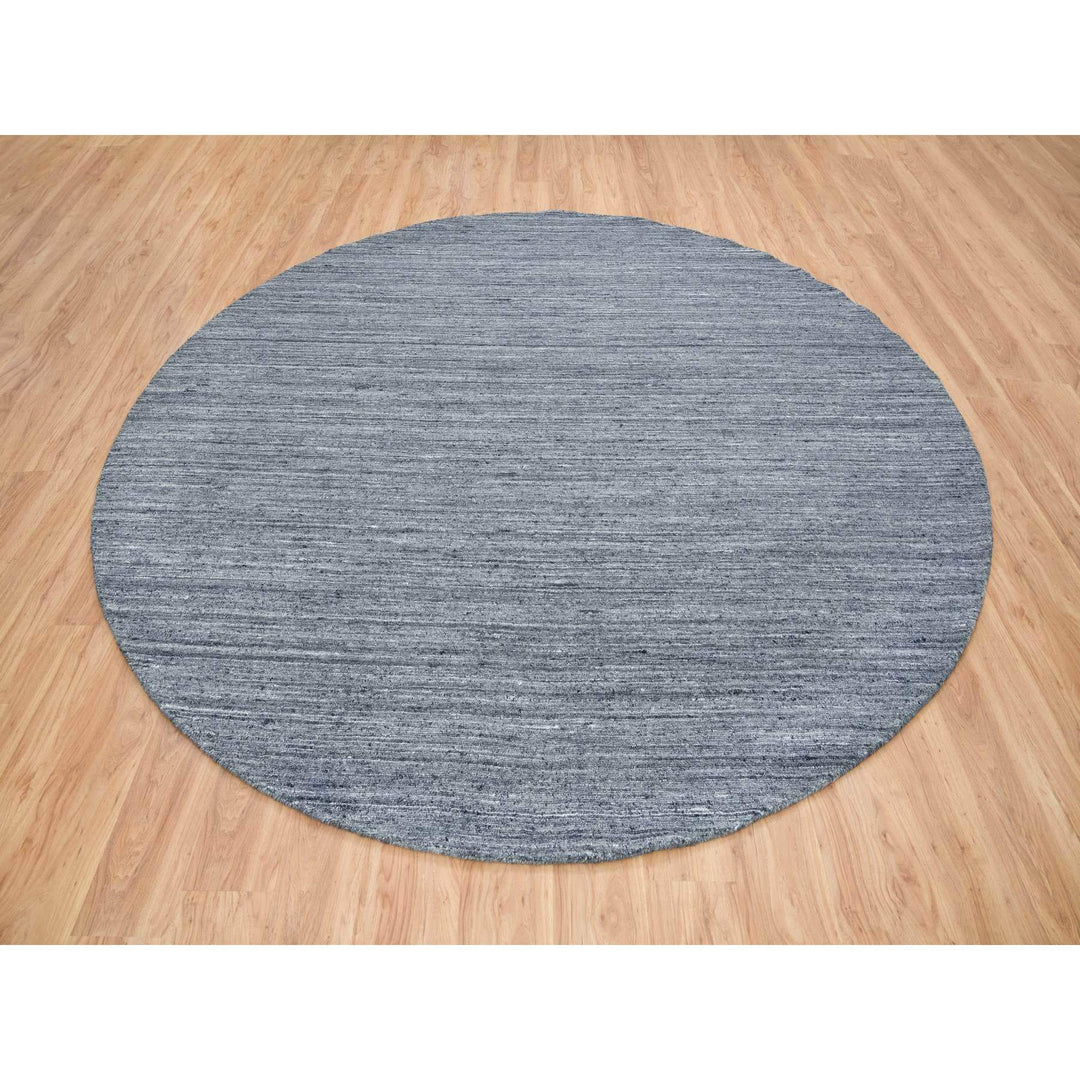 10'0" x 10'0" New Hand Loomed Grey Wool Round Oriental Rug - MOA10265564