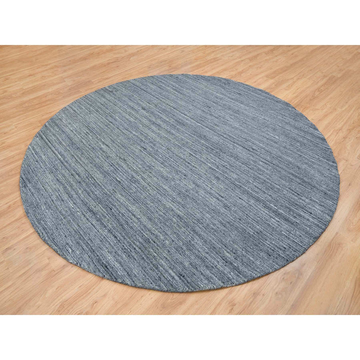 10'0" x 10'0" New Hand Loomed Grey Wool Round Oriental Rug - MOA10265564