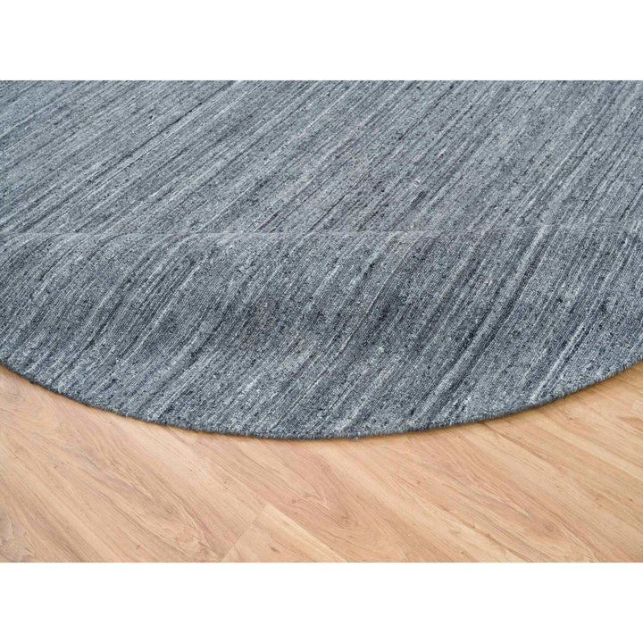 10'0" x 10'0" New Hand Loomed Grey Wool Round Oriental Rug - MOA10265564