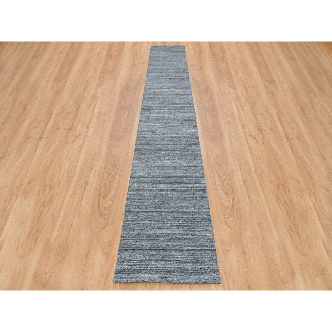 2'6" x 15'10" New Hand Loomed Grey Wool Runner Oriental Rug - MOA10265565