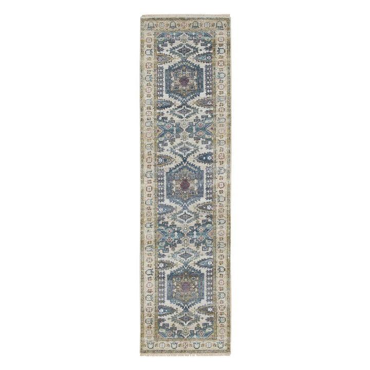 2'6" x 9'10" New Hand Knotted Ivory Wool Runner Oriental Rug - MOA10265573