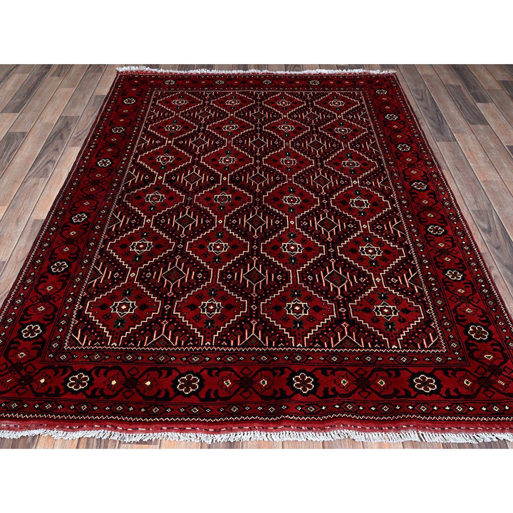 4'11" x 6'7" New Hand Knotted Red Wool Rectangle Oriental Rug - MOA102655