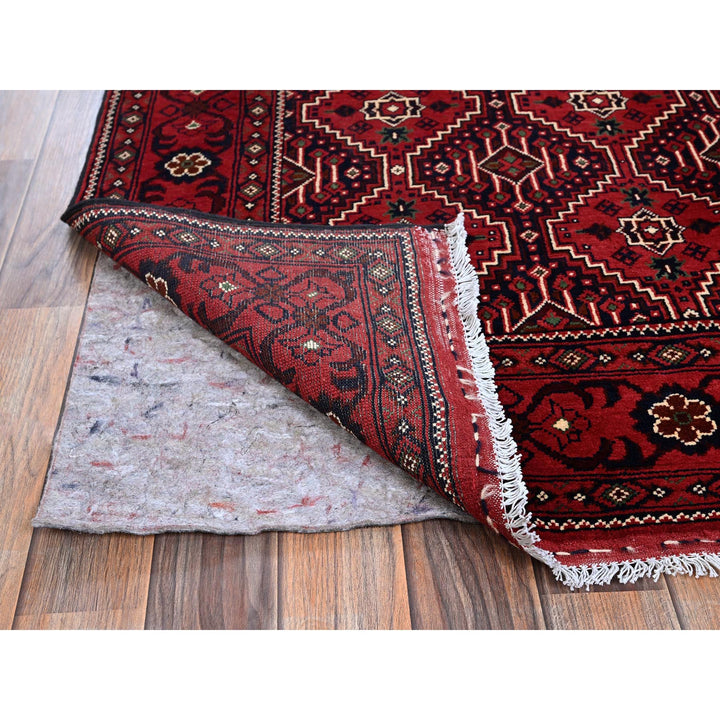 4'11" x 6'7" New Hand Knotted Red Wool Rectangle Oriental Rug - MOA102655