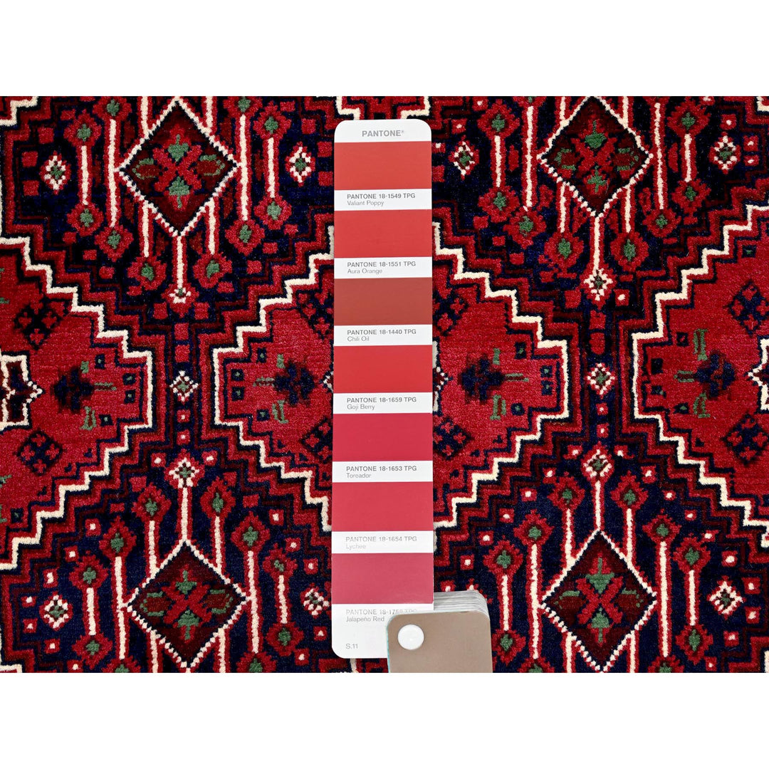 4'11" x 6'7" New Hand Knotted Red Wool Rectangle Oriental Rug - MOA102655