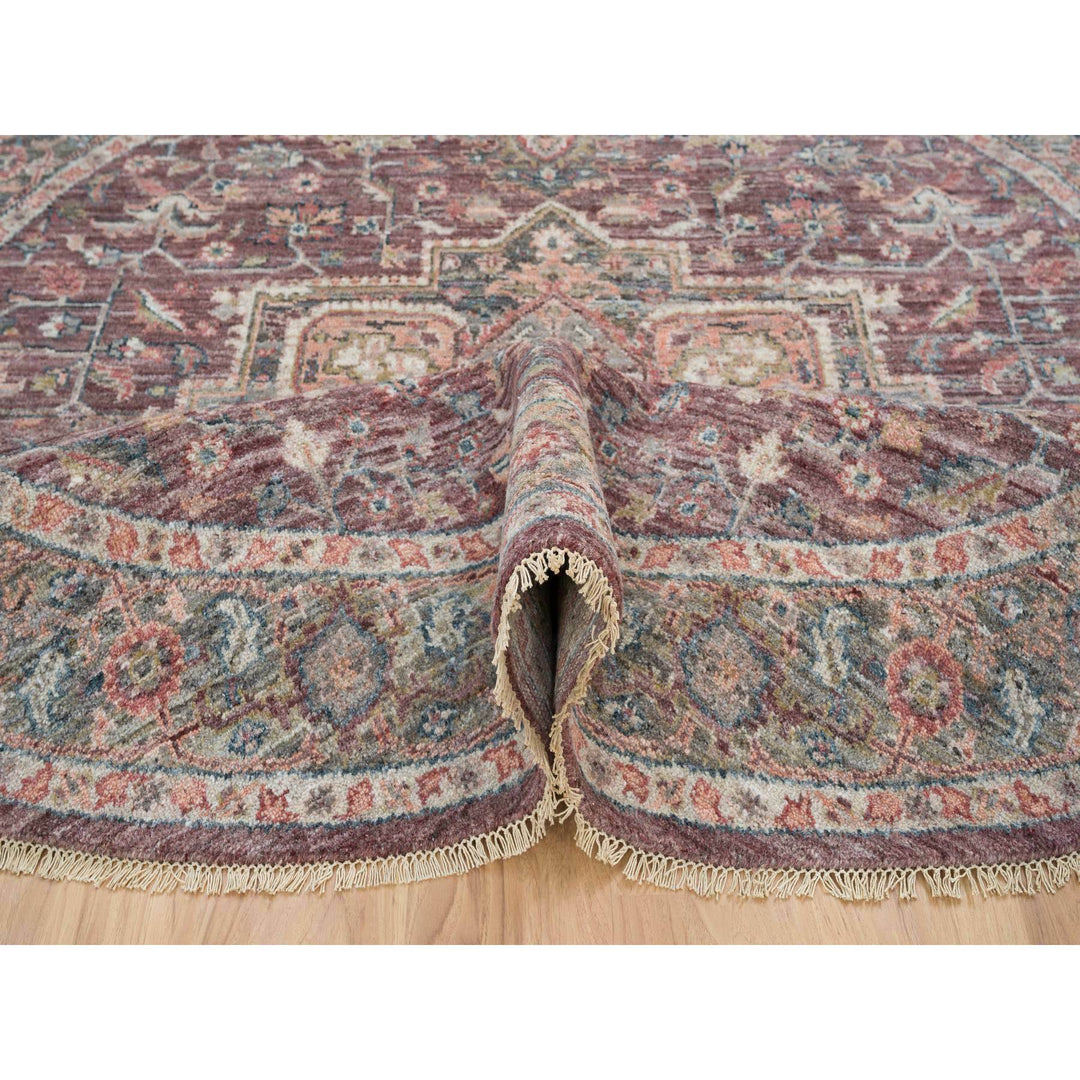 8'0" x 8'0" New Hand Knotted Red Wool Round Oriental Rug - MOA10265612