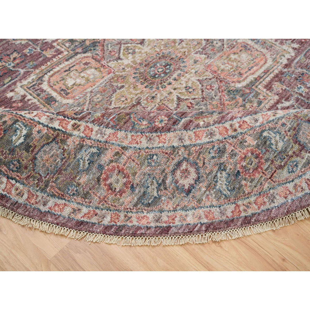 8'0" x 8'0" New Hand Knotted Red Wool Round Oriental Rug - MOA10265612