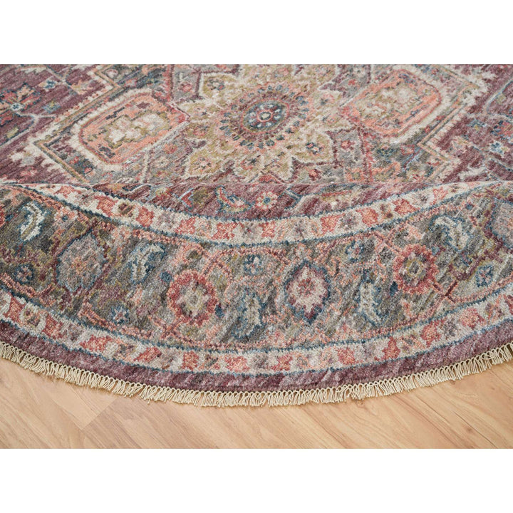 8'0" x 8'0" New Hand Knotted Red Wool Round Oriental Rug - MOA10265612