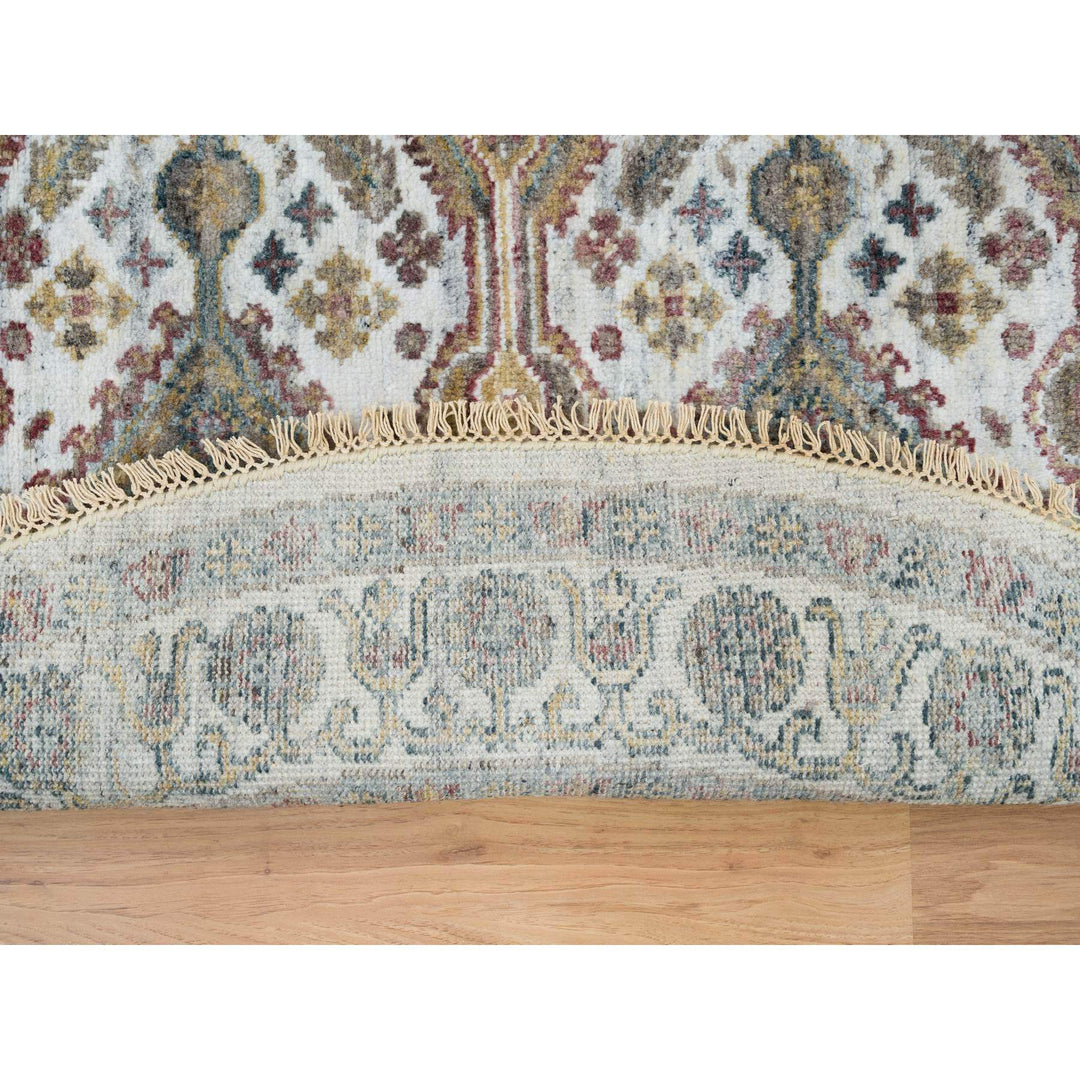 5'10" x 5'10" New Hand Knotted Ivory Wool Round Oriental Rug - MOA10265615