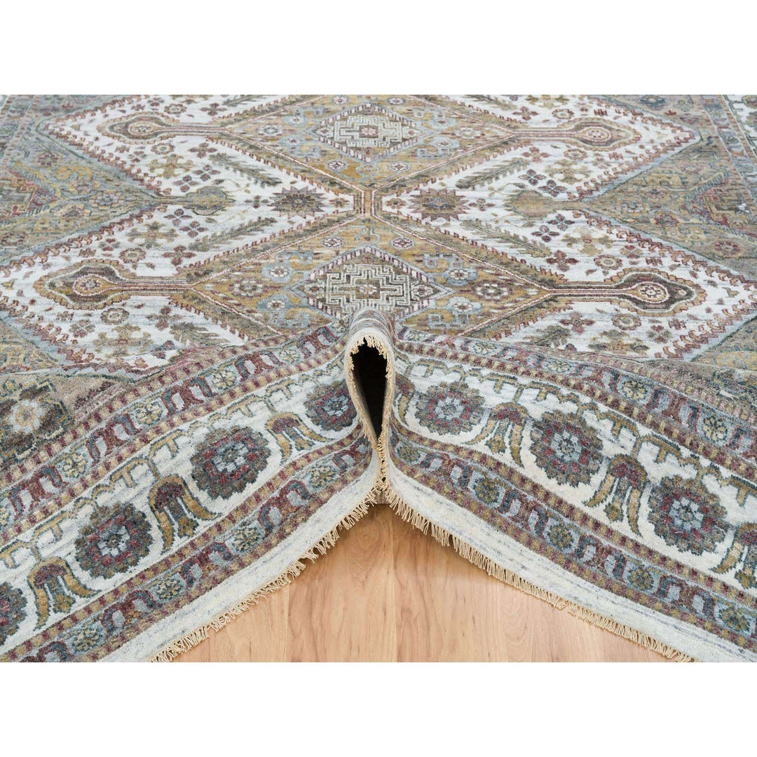 9'10" x 10'0" New Hand Knotted Ivory Wool Square Oriental Rug - MOA10265618