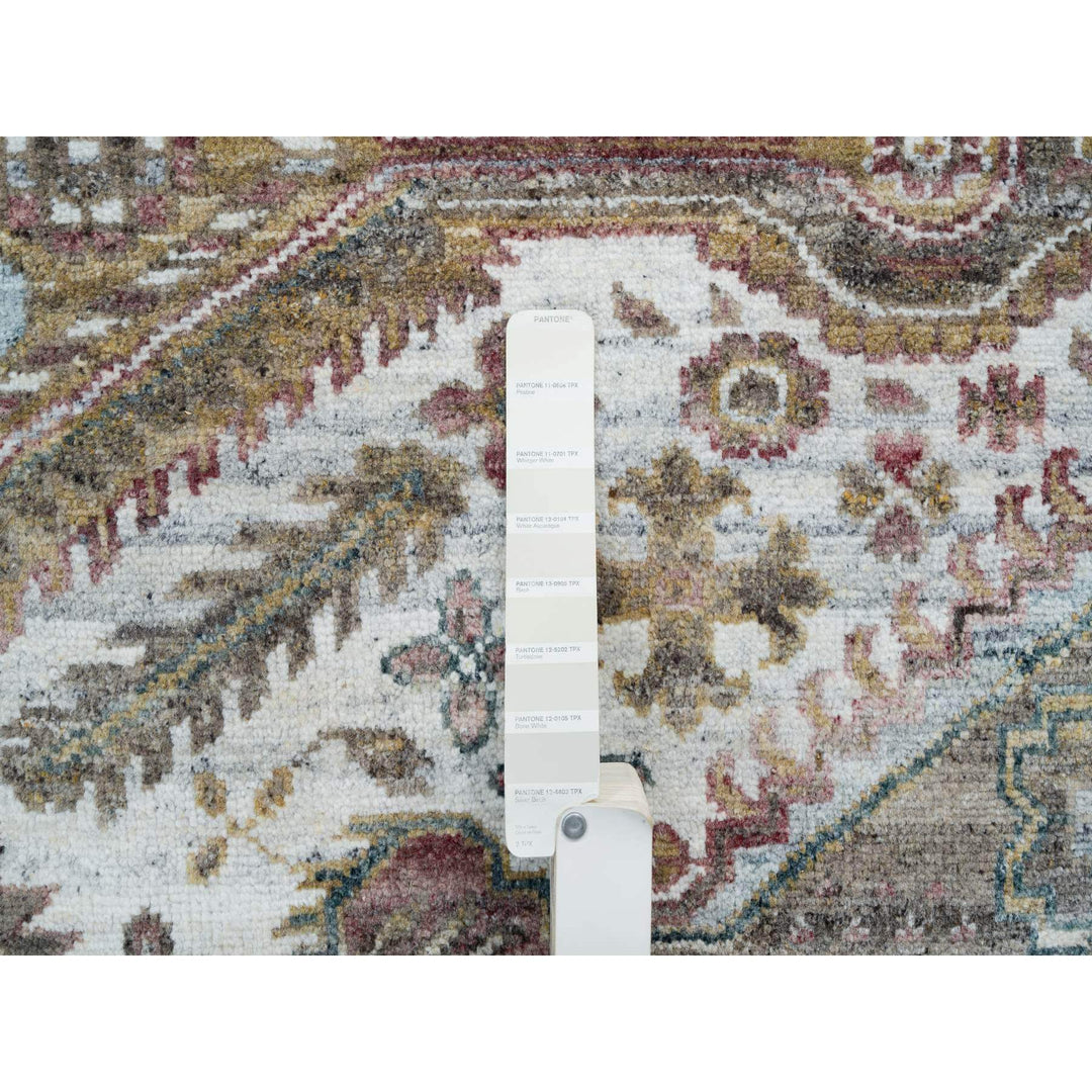 9'10" x 10'0" New Hand Knotted Ivory Wool Square Oriental Rug - MOA10265618