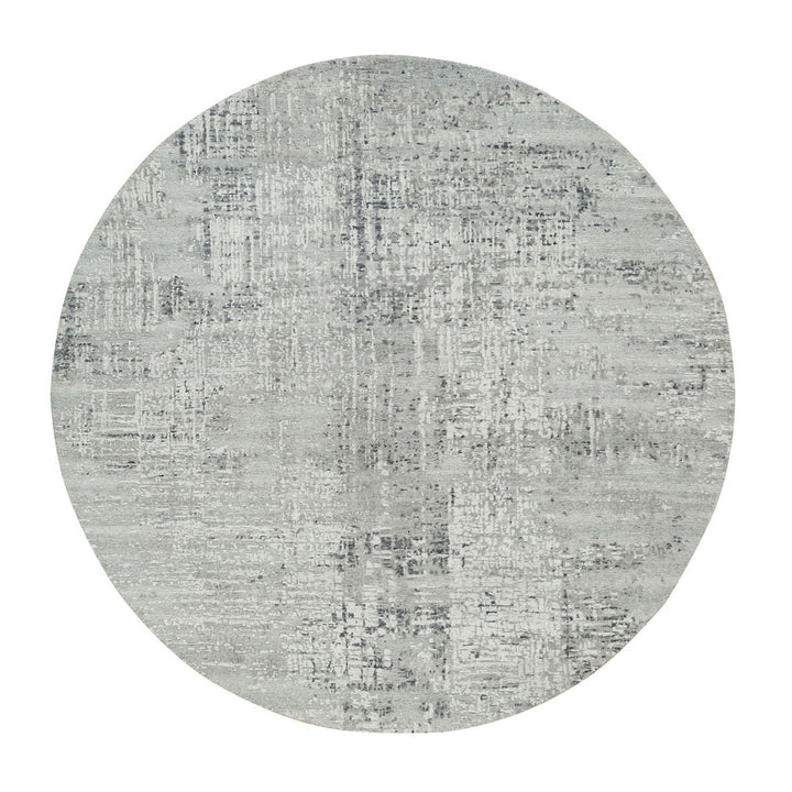 6'1" x 6'1" New Hand Knotted Grey Wool Round Oriental Rug - MOA10265653