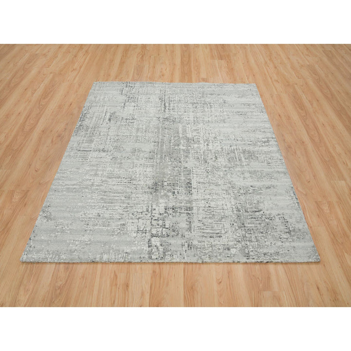 6'1" x 6'2" New Hand Knotted Grey Wool Square Oriental Rug - MOA10265659