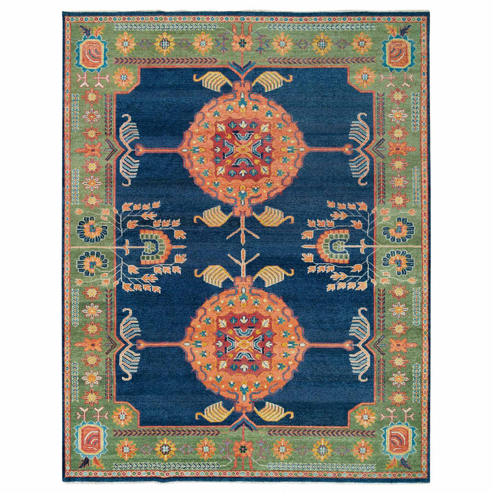 12'0" x 15'3" New Hand Knotted Blue Cotton Rectangle Oriental Rug - MOA10265690