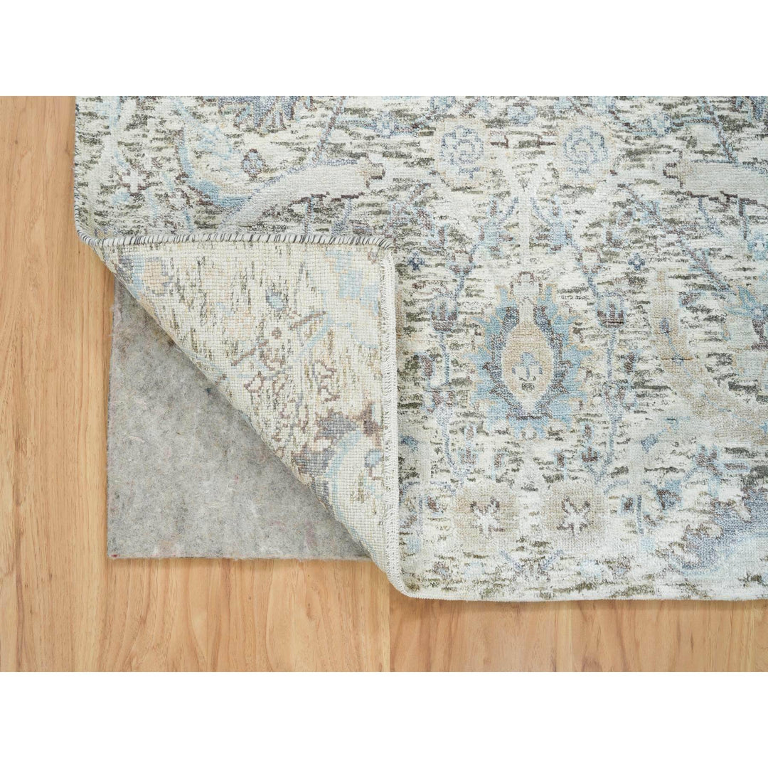 3'3" x 5'0" New Hand Knotted Ivory Wool & Silk Rectangle Oriental Rug - MOA10265696