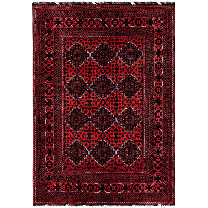 5'0" x 7'1" New Hand Knotted Red Wool Rectangle Oriental Rug - MOA102656