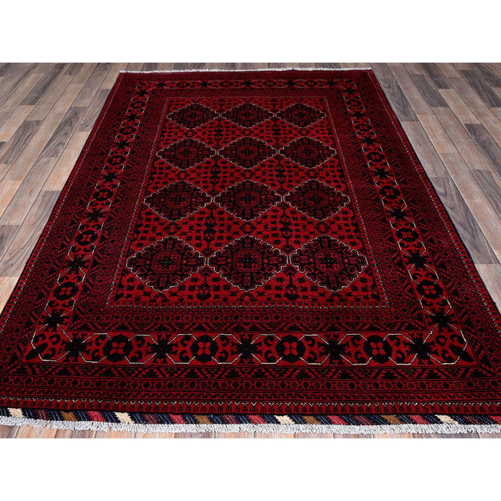 5'0" x 7'1" New Hand Knotted Red Wool Rectangle Oriental Rug - MOA102656