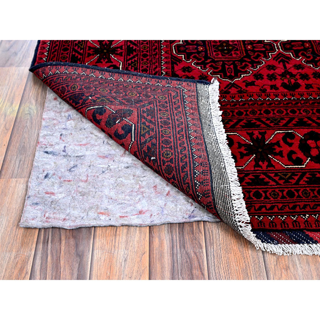 5'0" x 7'1" New Hand Knotted Red Wool Rectangle Oriental Rug - MOA102656