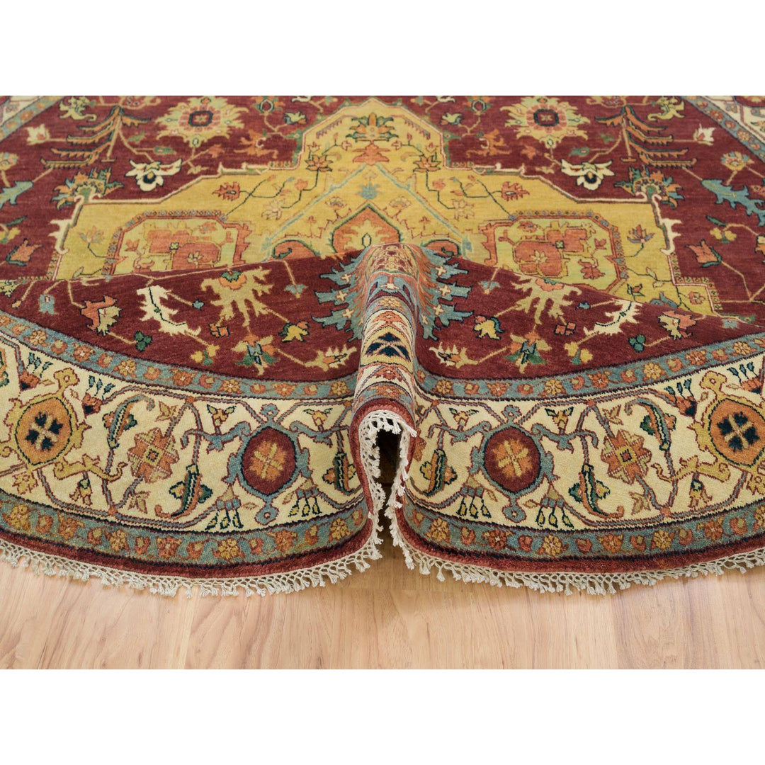 8'1" x 8'1" New Hand Knotted Red Cotton Round Oriental Rug - MOA10265706