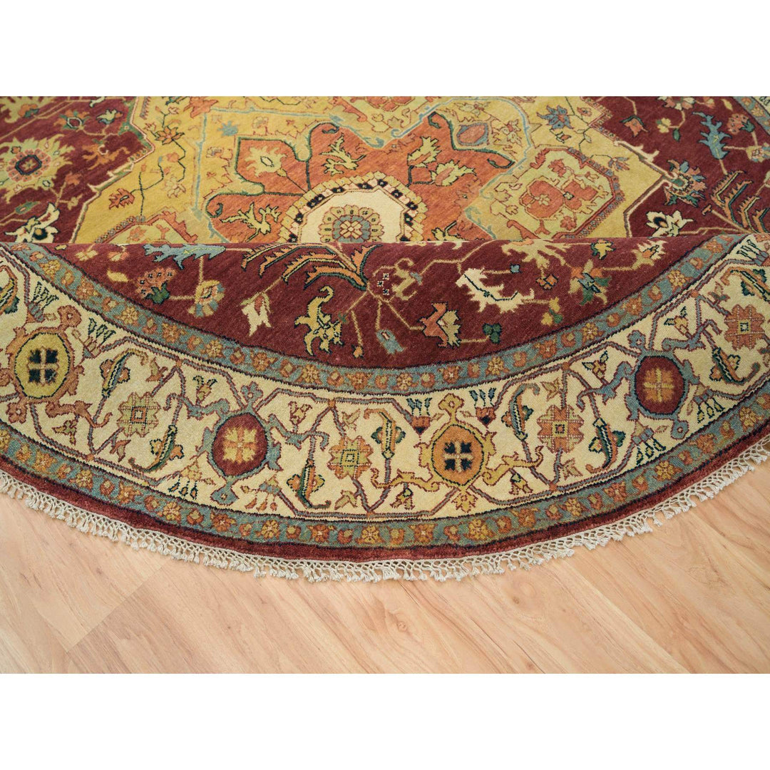 8'1" x 8'1" New Hand Knotted Red Cotton Round Oriental Rug - MOA10265706