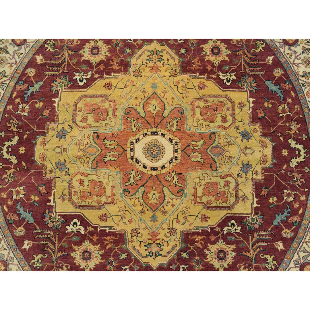 8'1" x 8'1" New Hand Knotted Red Cotton Round Oriental Rug - MOA10265706