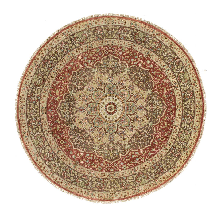 6'0" x 6'0" New Hand Knotted Red Cotton Round Oriental Rug - MOA10265716