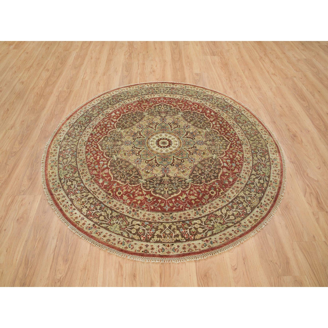 6'0" x 6'0" New Hand Knotted Red Cotton Round Oriental Rug - MOA10265716