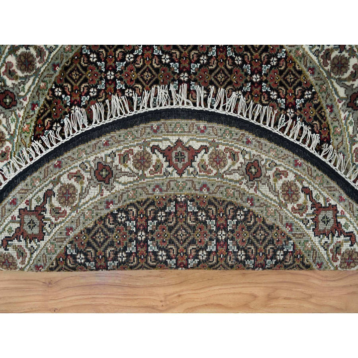 3'3" x 3'3" New Hand Knotted Black Cotton Round Oriental Rug - MOA10265783