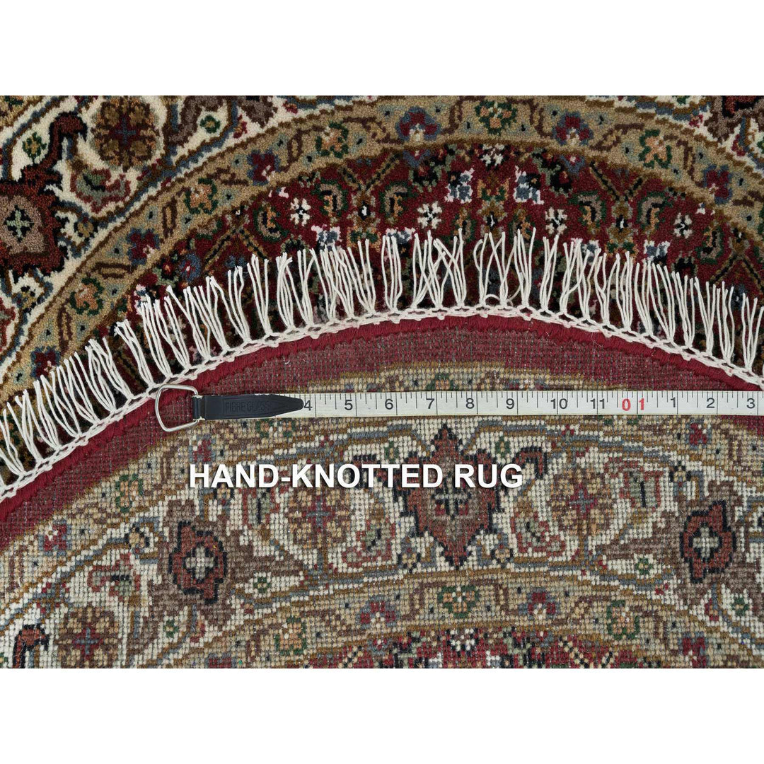 3'4" x 3'4" New Hand Knotted Red Wool Round Oriental Rug - MOA10265785