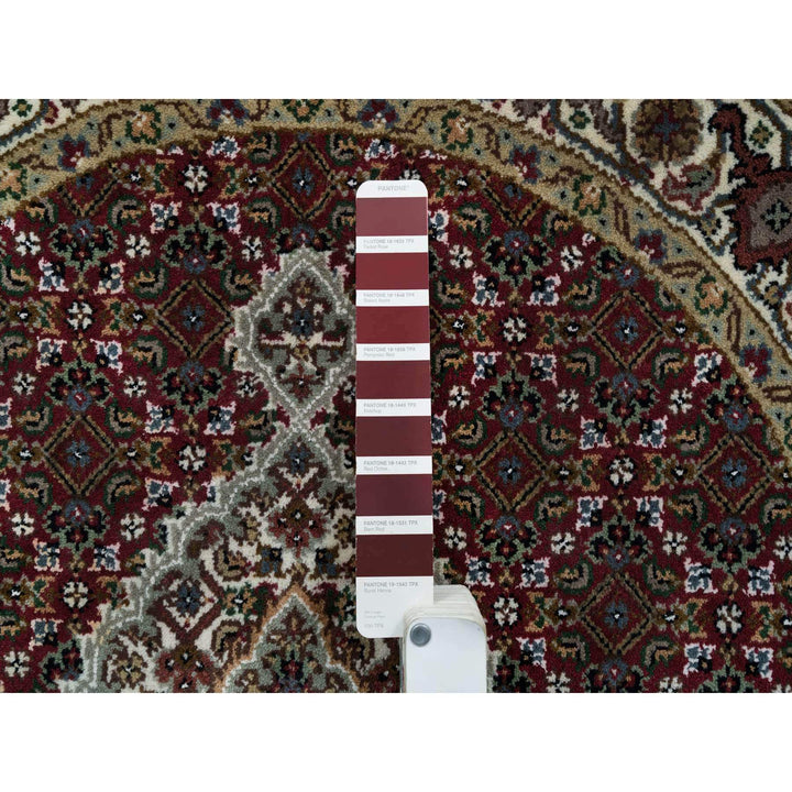 3'3" x 3'3" New Hand Knotted Red Cotton Round Oriental Rug - MOA10265786