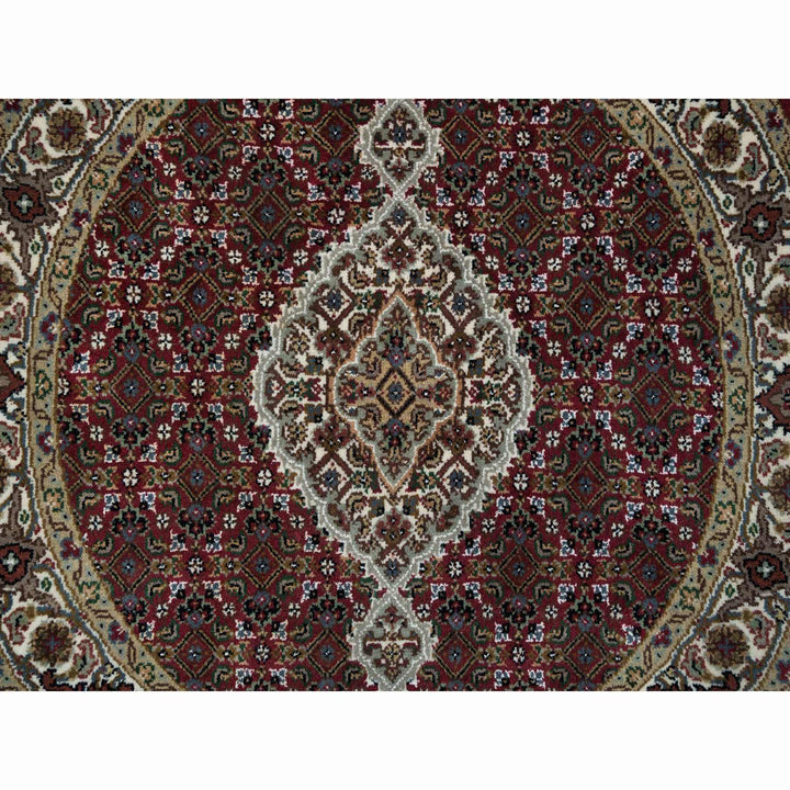 3'3" x 3'3" New Hand Knotted Red Cotton Round Oriental Rug - MOA10265786