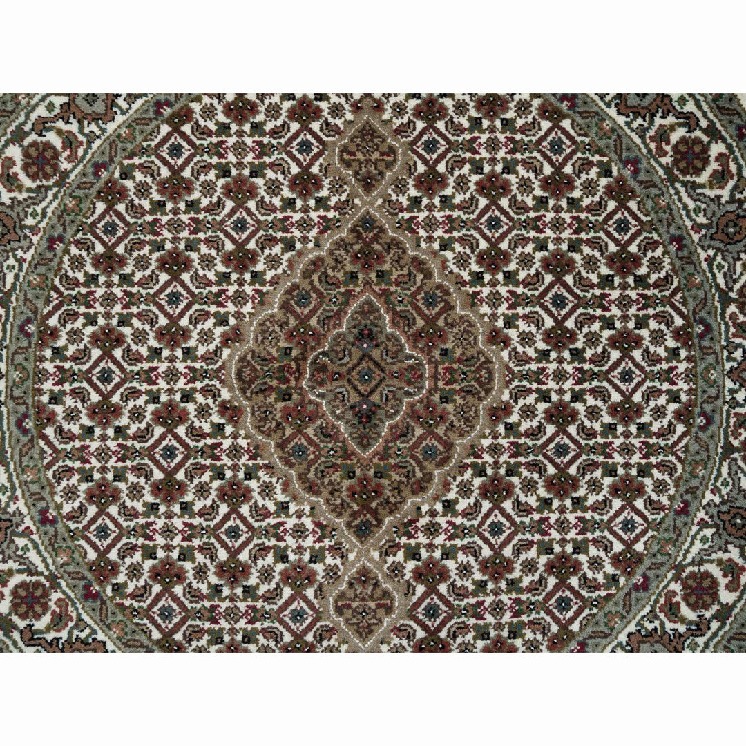 3'4" x 3'4" New Hand Knotted Ivory Cotton Round Oriental Rug - MOA10265787